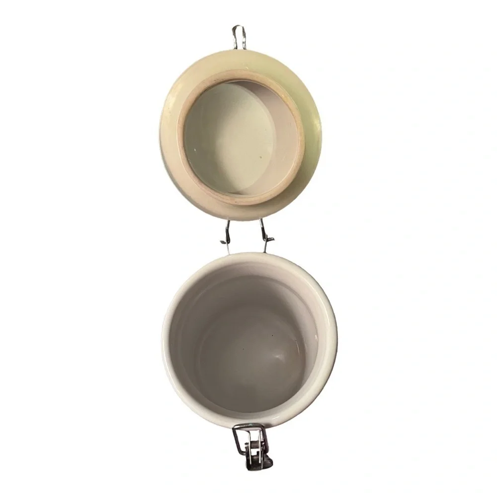 Mug shots Dog treat canister flip lid with latch ceramic